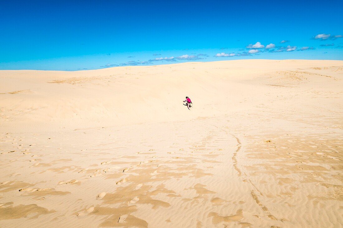 Dänemark, Nordjütland, Råbjerg Mile ist eine Wanderdüne zwischen Skagen und Frederikshavn, sie ist die größte Wanderdüne Nordeuropas mit einer Fläche von 1 km² und einer maximalen Höhe von 40 m. Die Düne wandert mit einer Geschwindigkeit von mehr als 15 m pro Jahr in Richtung Kattegat weiter nach Ost-Nordost