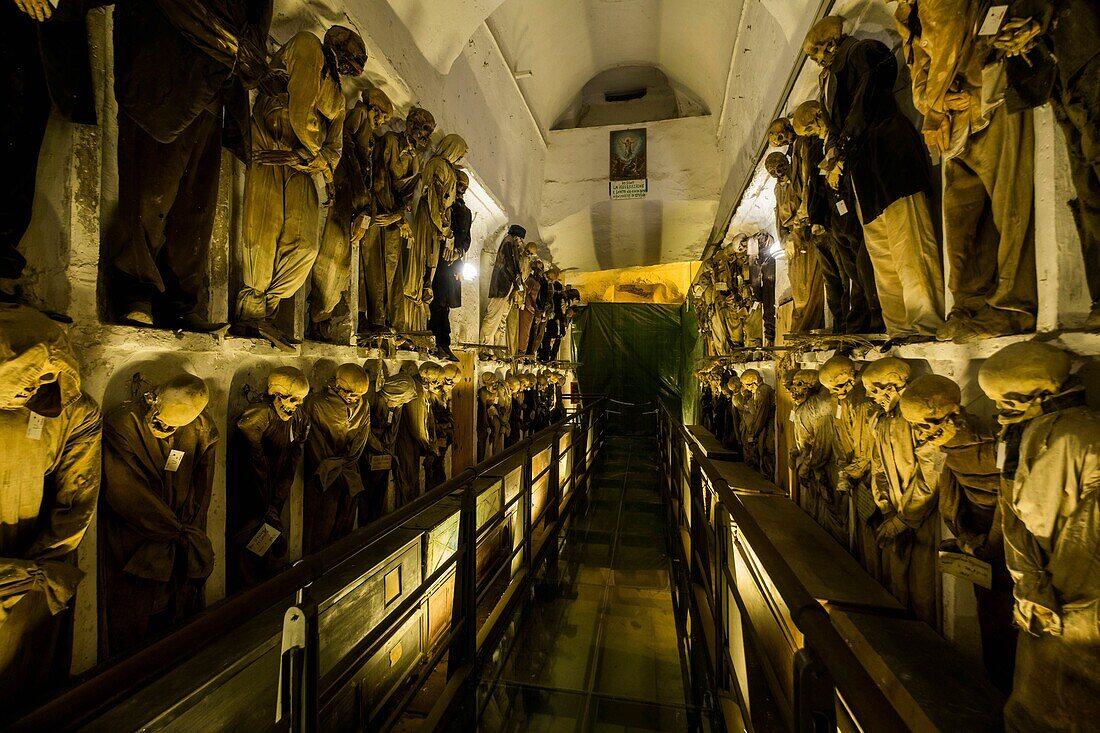 Italy, Sicily, Palermo, catacombs of the Capuchin convent, mumies