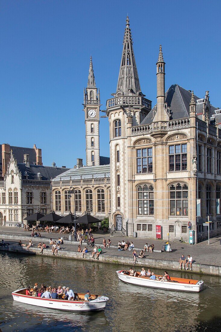 Belgium, East Flanders, Ghent, Graslei (Quai aux Herbes), along the Lys, old post office