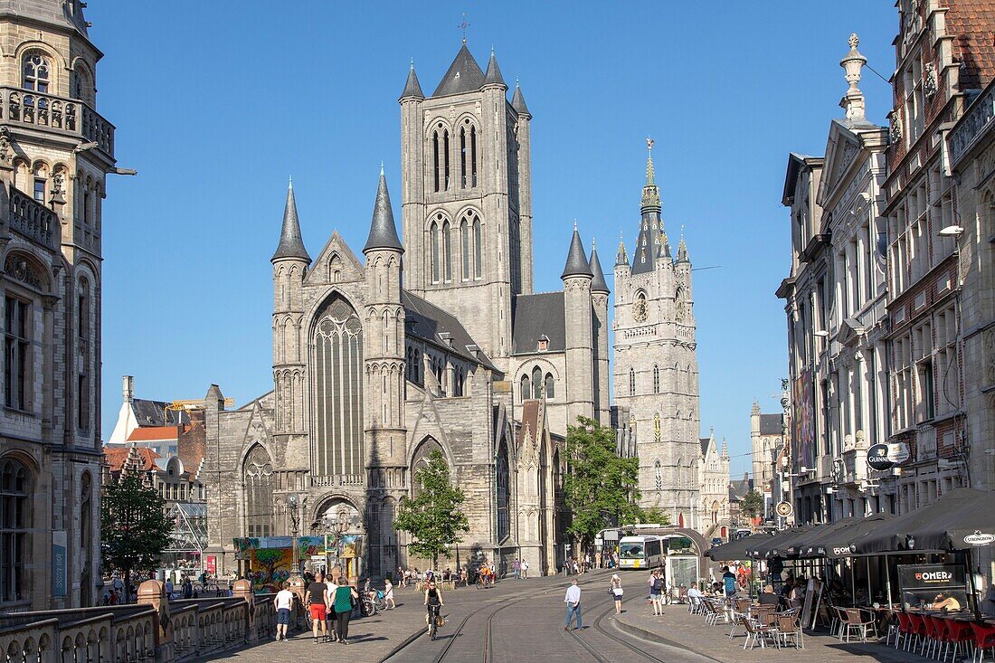 Belgium, East Flanders, Ghent, Saint Nicolas church and belfry