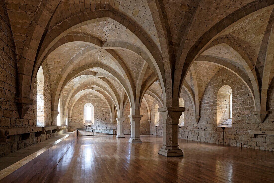 Spain, Catalonia, Tarragona Province, Conca de Barbera comarca, Vimbodi, La ruta del Cister, Monastery Santa Maria de Poblet, listed as World Heritage by UNESCO, West wing lodgings or lay-brothers's wing