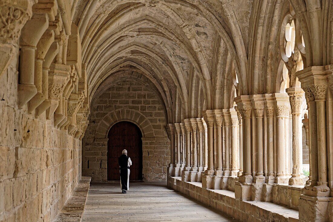 Spain, Catalonia, Tarragona Province, Conca de Barbera comarca, Vimbodi, La ruta del Cister, Monastery Santa Maria de Poblet, listed as World Heritage by UNESCO, the cloister