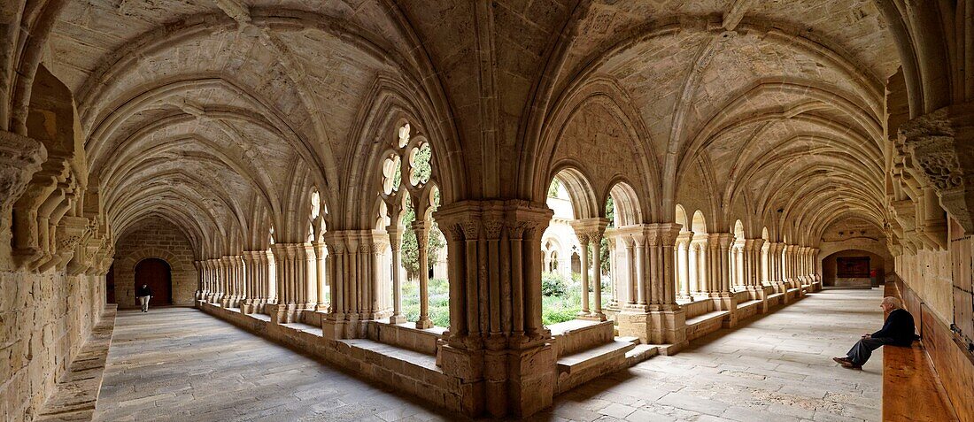 Spain, Catalonia, Tarragona Province, Conca de Barbera comarca, Vimbodi, La ruta del Cister, Monastery Santa Maria de Poblet, listed as World Heritage by UNESCO, the cloister