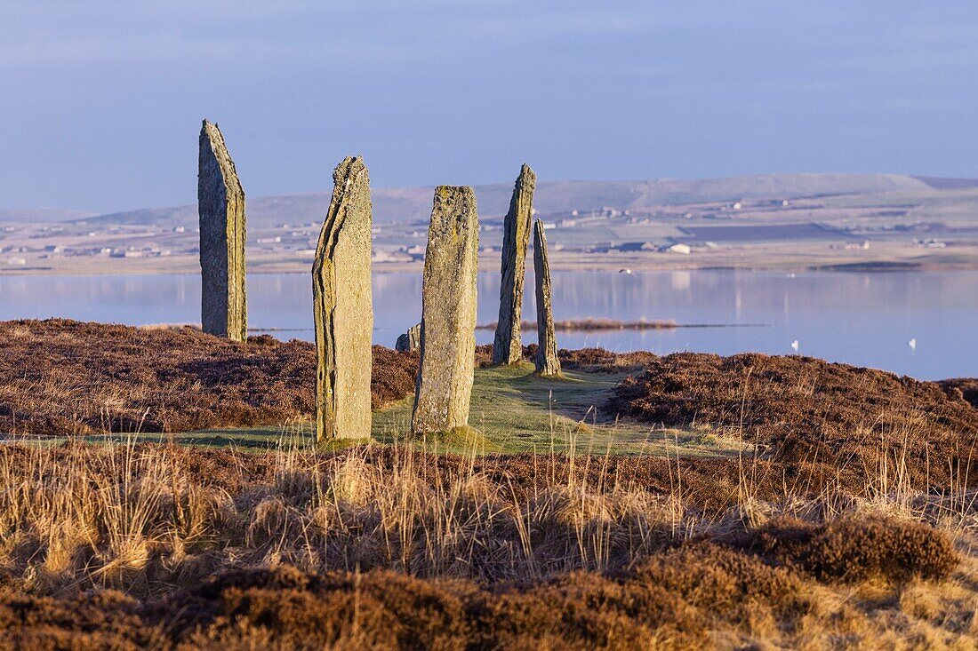 United Kingdom, Scotland, Orkney Islands, Mainland, Ring of Brodgar, Heart of Neolithic Orkney, listed a World Heritage Site by UNESCO