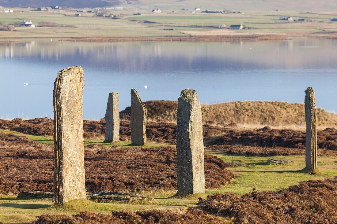 United Kingdom, Scotland, Orkney Islands, Mainland, Ring of Brodgar, Heart of Neolithic Orkney, listed a World Heritage Site by UNESCO