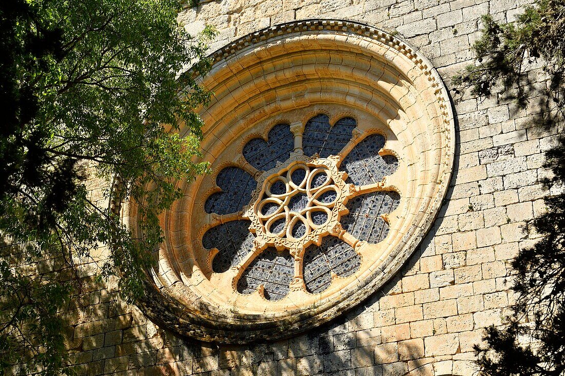 Spanien, Katalonien, Provinz Tarragona, Alt Camp comarca, La ruta del Cister, Aiguamurcia, Kloster Santes Creus, Rose der Kirche