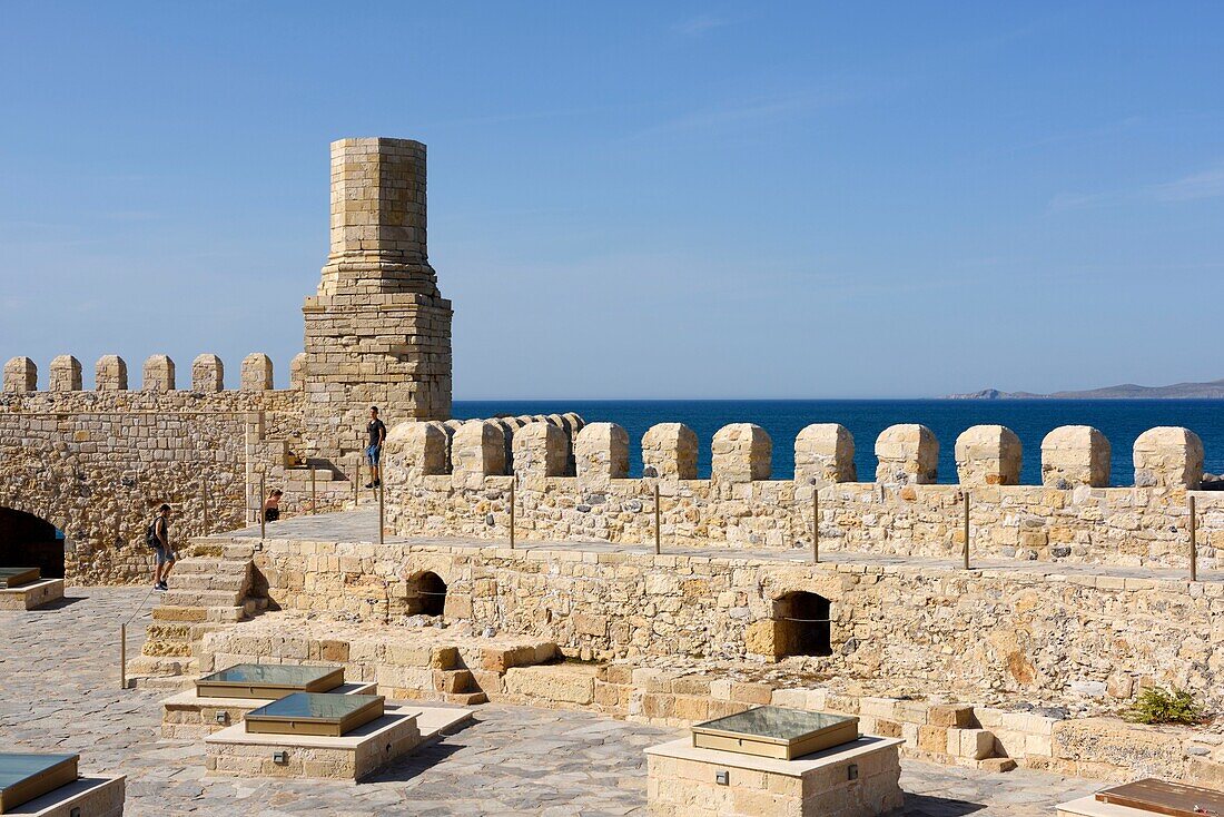 Greece, Crete, Heraklion, fortress of Heraklion called fortress of Koules which is a Venetian building dating from 1523, walkway