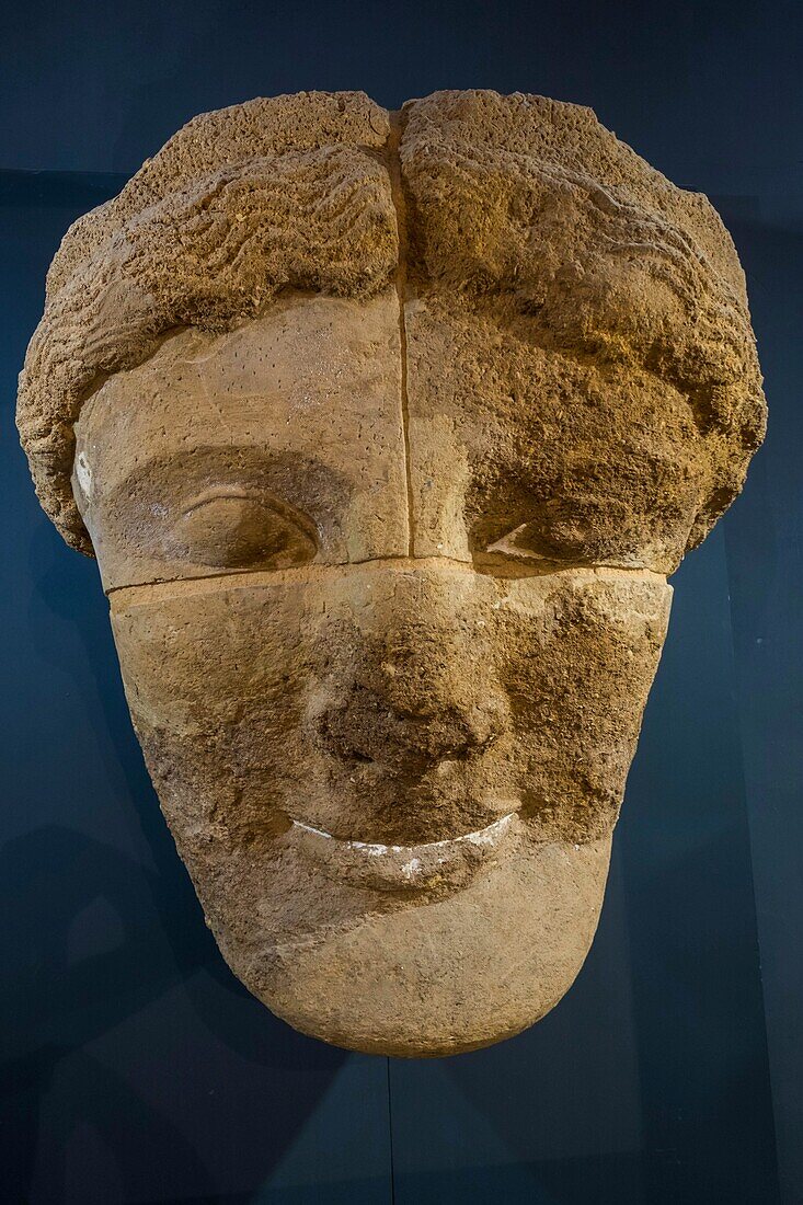 Italy, Sicily, Agrigente, San Nicola archeological museum, above the Valley of the Temples, telamons, giants of stone that supported the ancient buildings