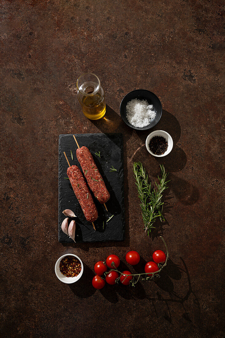 Lamb Koftas on Black Marble Slate