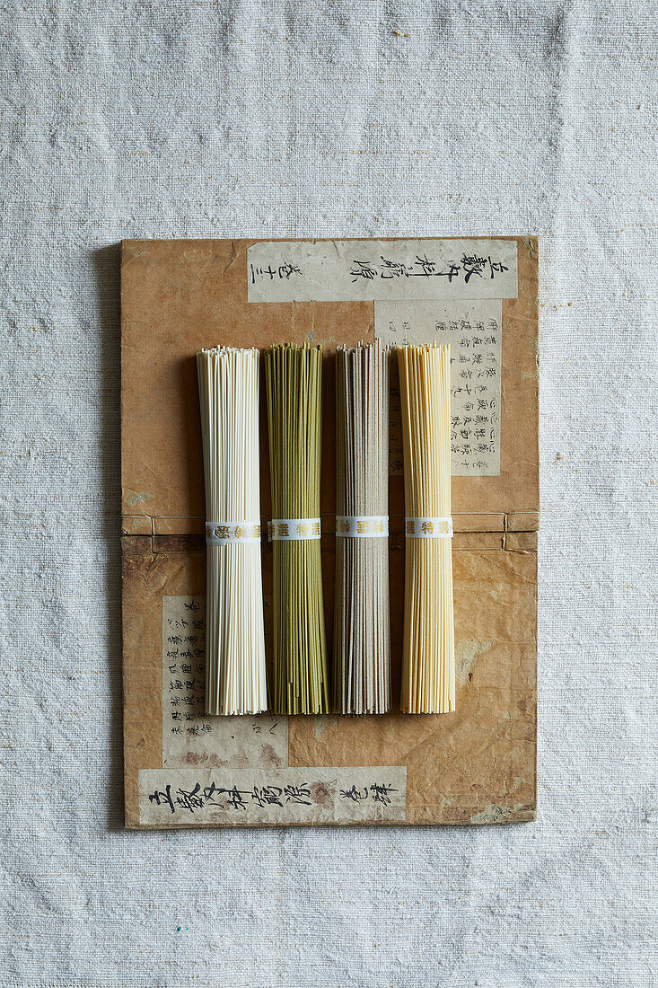 Soba noodles in four flavors