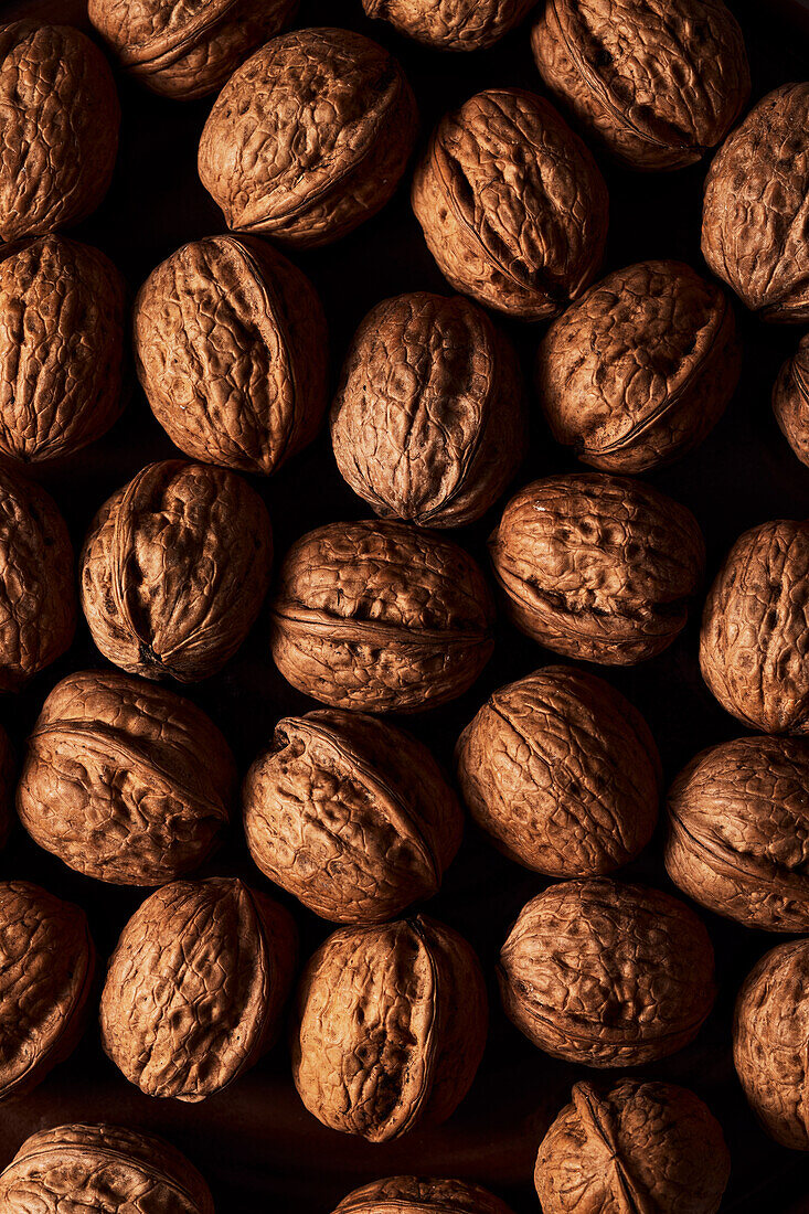 Walnuts, close-up from above