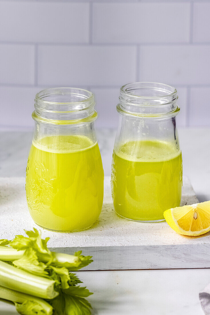 A healthy apple and celery juice