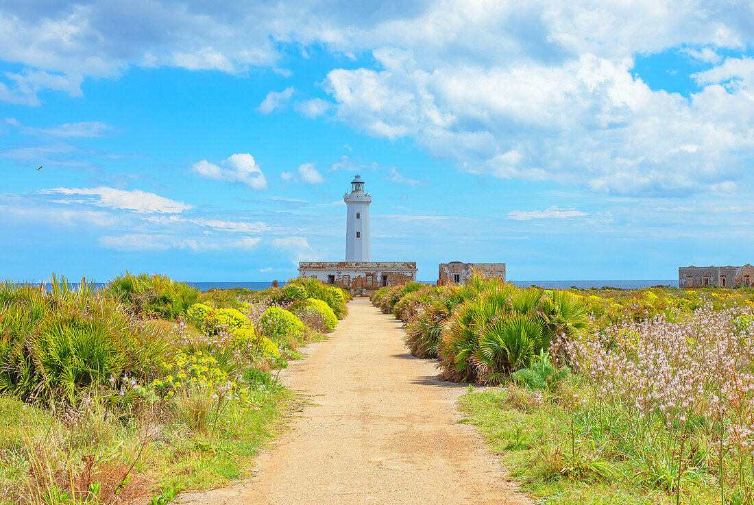 Leuchtturm, Capo Murro di Porco, Syrakus, Sizilien, Italien, Mittelmeer, Europa