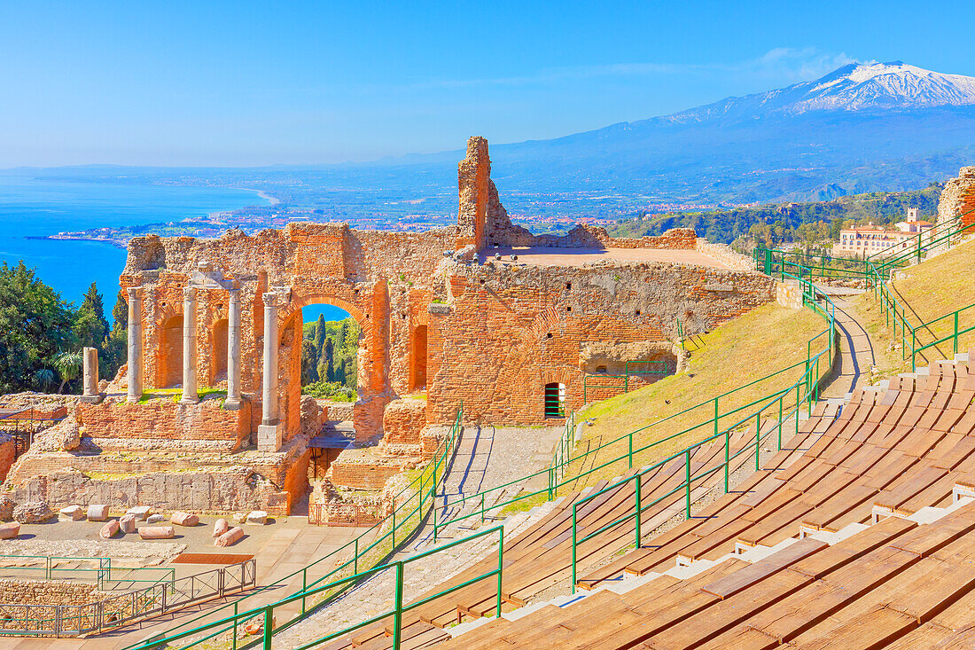 Das Griechische Theater, Taormina, Sizilien, Italien, Mittelmeer, Europa