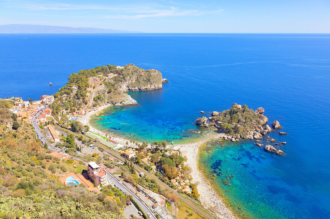 Isola Bella, Blick von oben, Taormina, Sizilien, Italien, Mittelmeer, Europa