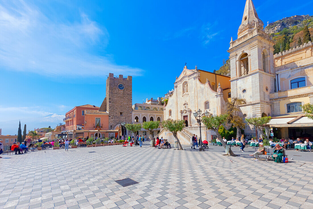 Piazza IX Aprile, Taormina, Sizilien, Italien, Mittelmeer, Europa