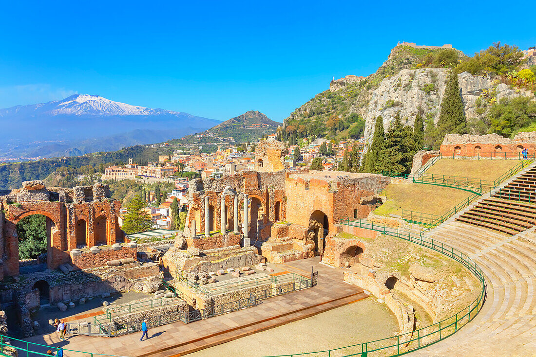 The Greek Theatre, Taormina, Sicily, Italy, Mediterranean, Europe