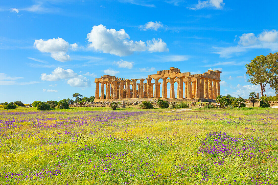 Temple of Hera (Temple E), Selinunte Archaeological Park, Selinunte, Trapani district, Sicily, Italy, Mediterranean, Europe