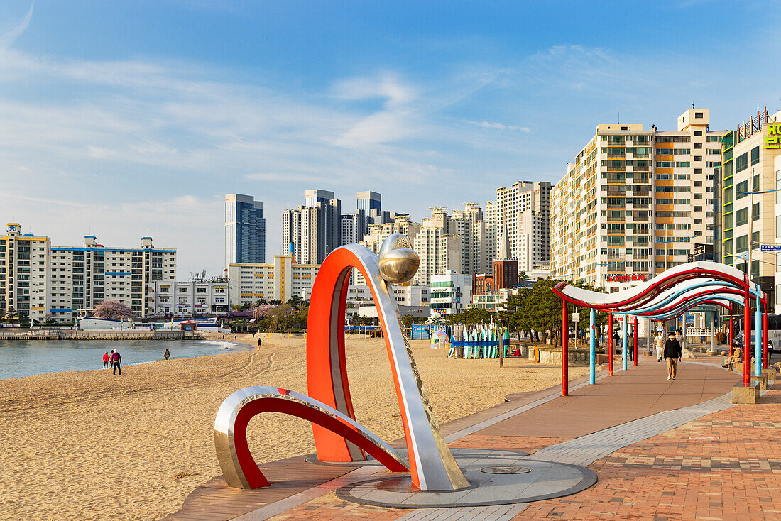 Sculpture on Gwangalli Beach, Busan, South Korea, Asia