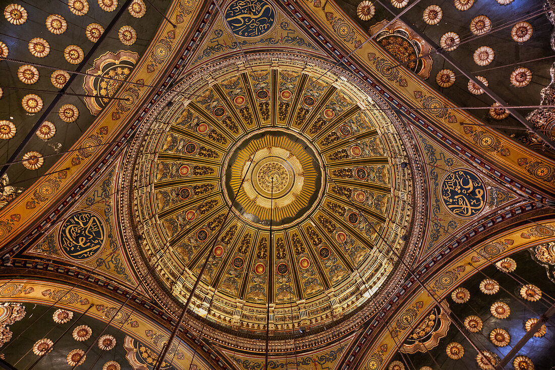 Ceiling, interior, Mosque of Muhammad Ali, 1830, UNESCO World Heritage Site, Citadel, Cairo, Egypt, North Africa, Africa