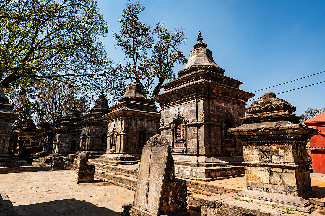 Shivalayas at Mrigasthali, Mausoleums at Pashupatinath, Kathmandu, Nepal, Asia