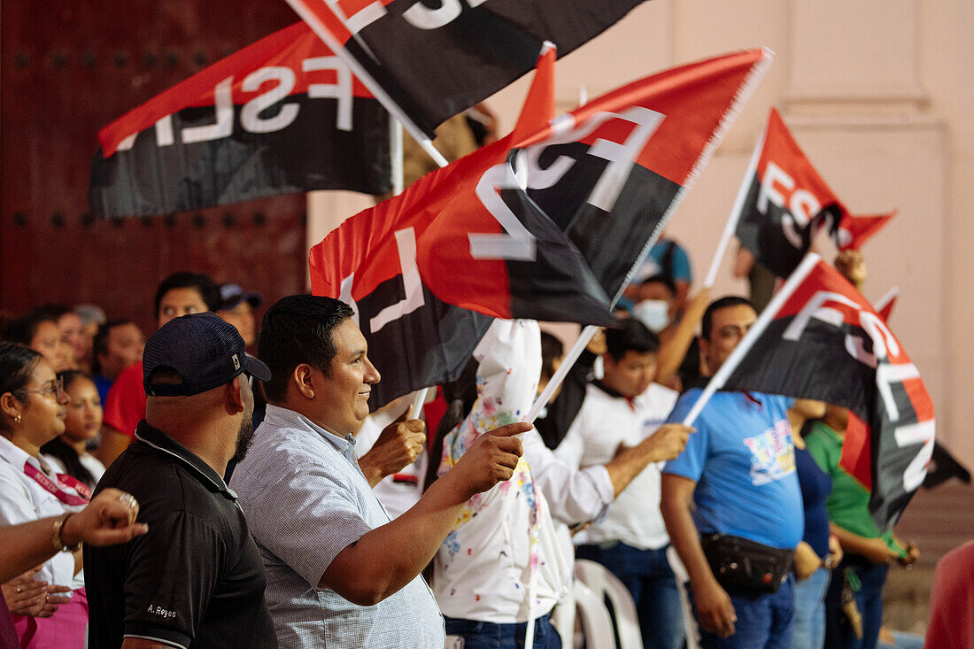 Politische Kundgebung für die FSLN-Partei, Leon, Departement Leon, Nicaragua, Mittelamerika