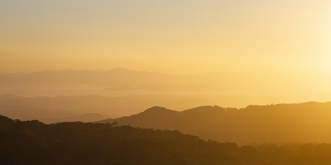 Sunset over landscape near Santa Elena, Puntarenas Province, Costa Rica, Central America