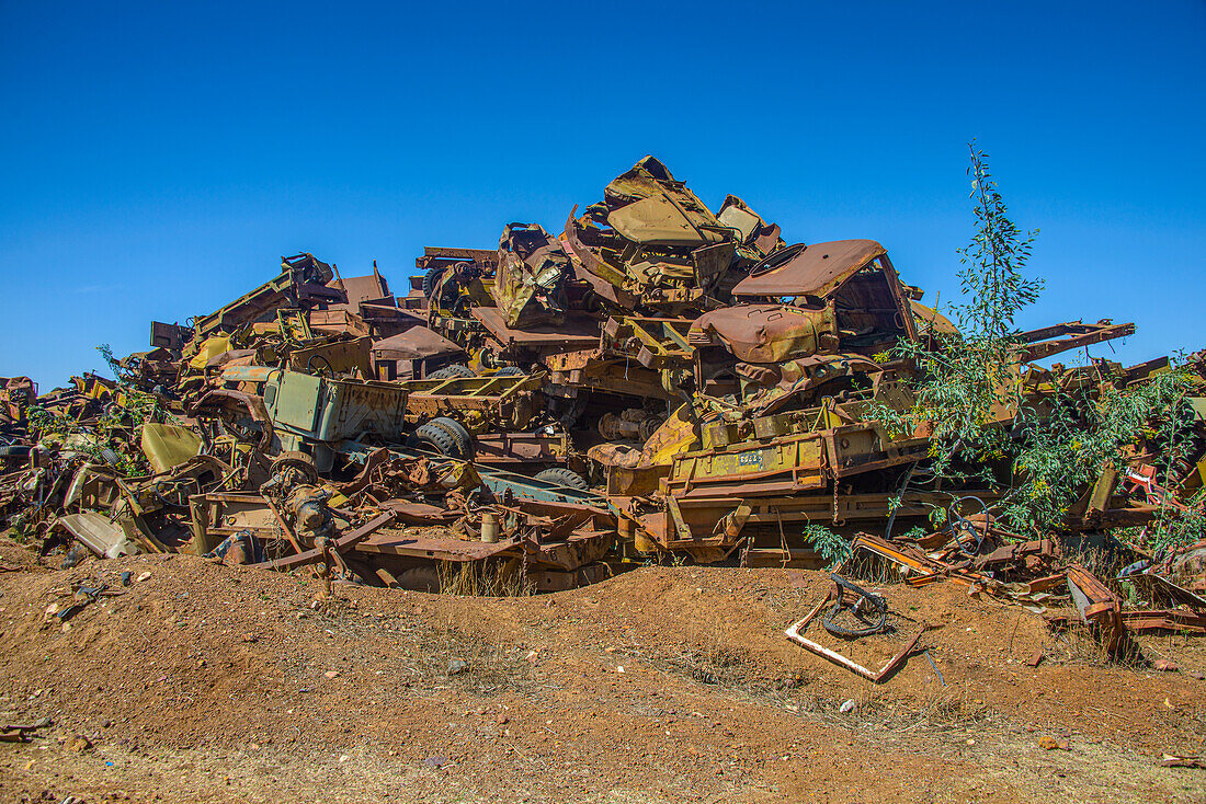 Italian tank cemetery in Asmara capital of Eritrea