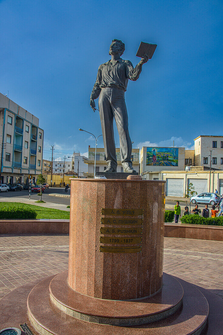 Pushkin statue in Asmara, Eritrea, Africa