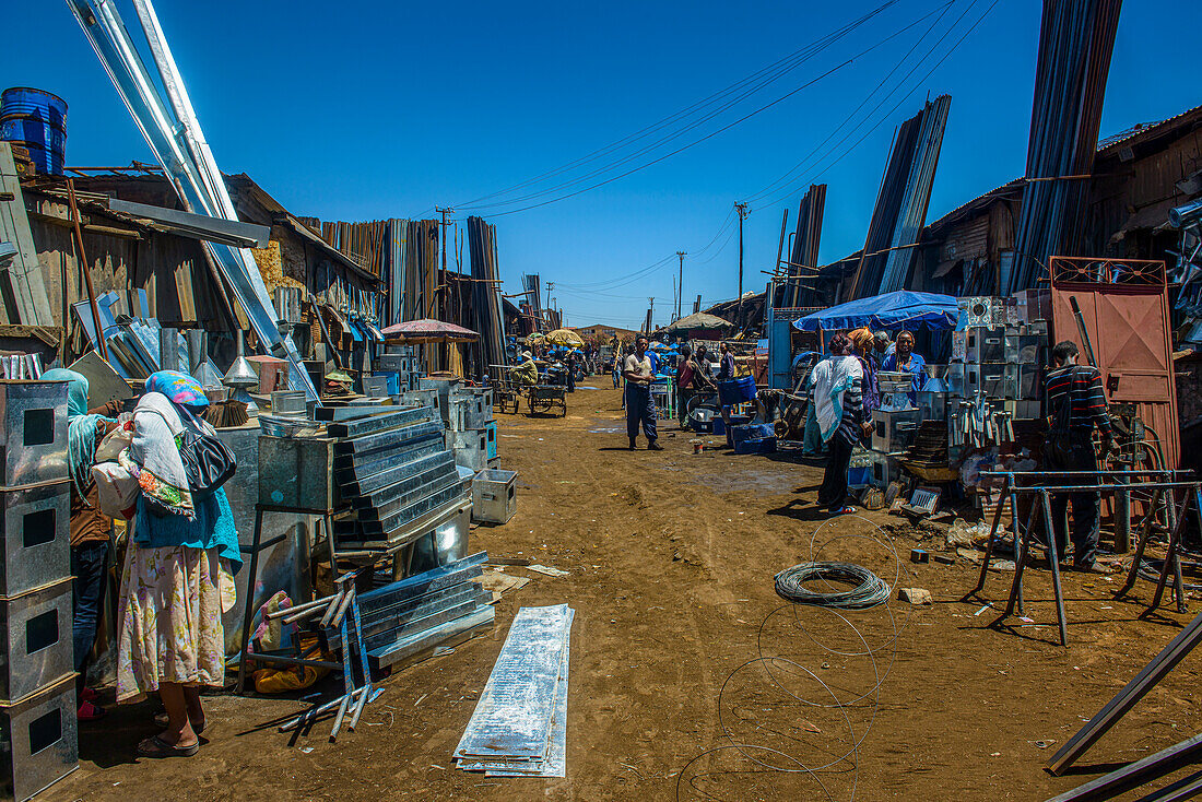 Metal scrap for sale, Medebar market, Asmara, Eritrea, Africa