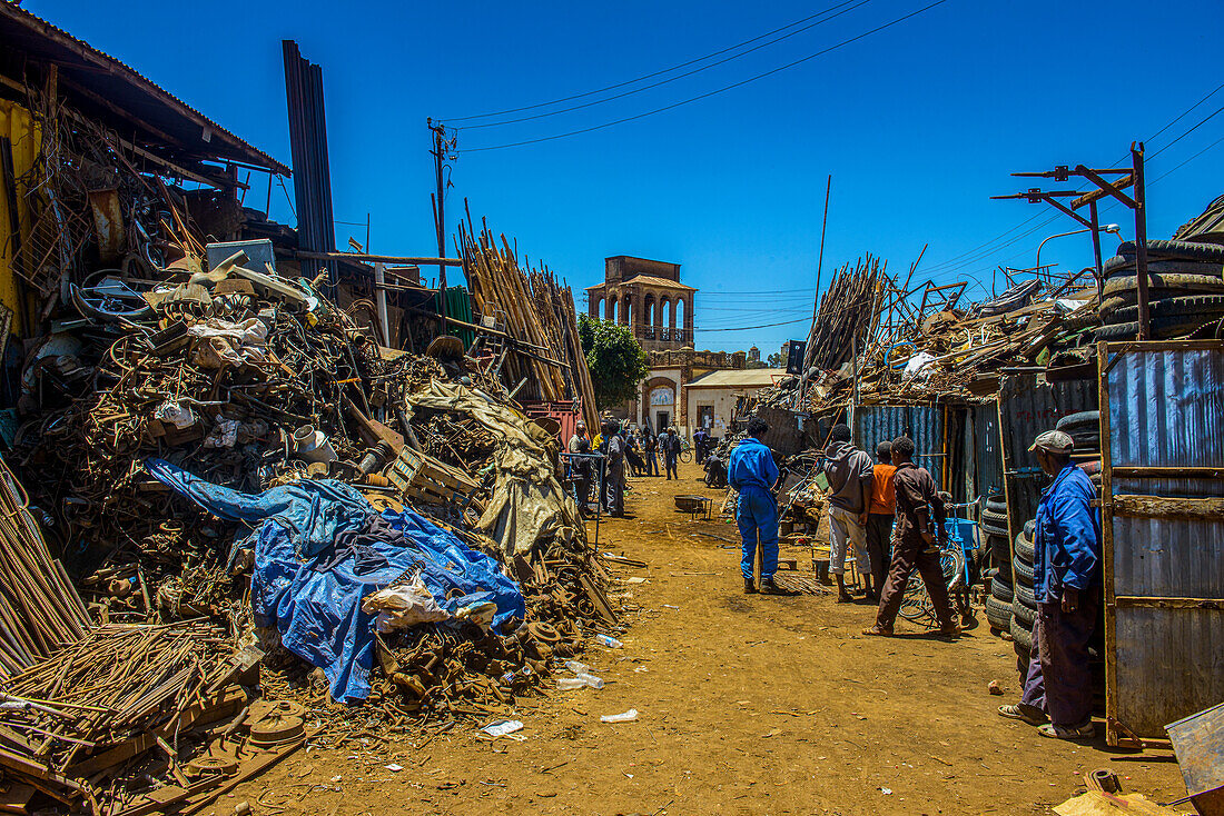 Metal scrap for sale, Medebar market, Asmara, Eritrea, Africa