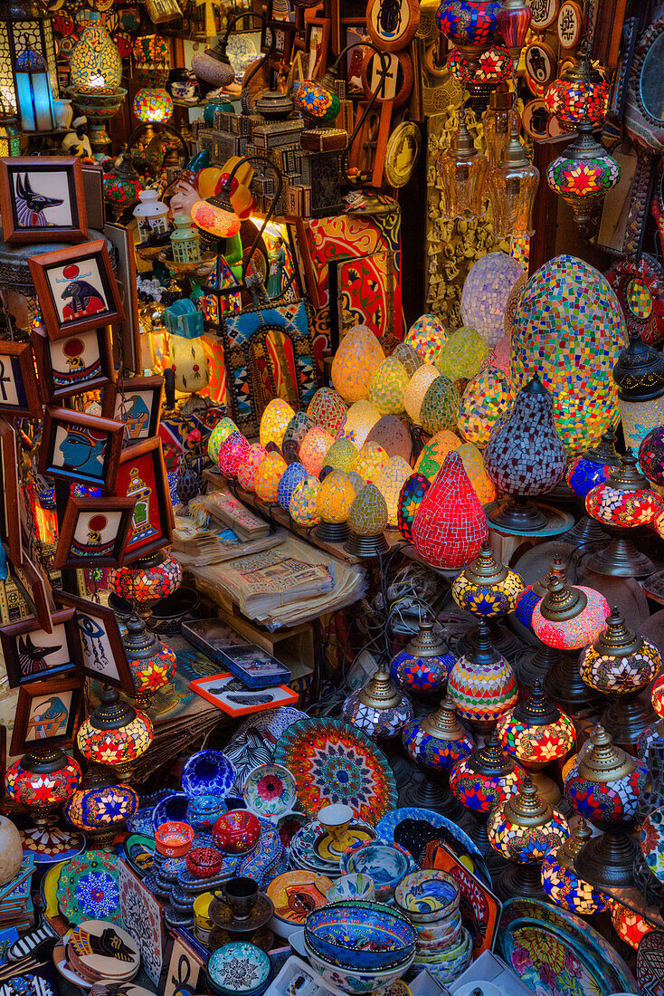 Lights for sale, The Khan el-Khalili Bazaar, Historic Cairo, Cairo, Egypt, North Africa, Africa