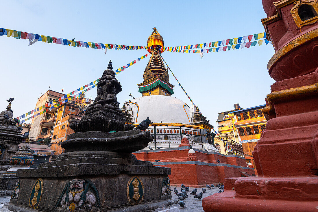 Ruhige Shree Ga Stupa in Thamel, Kathmandu, Nepal, Asien