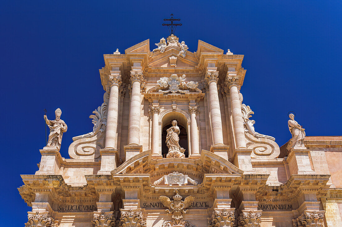 Ortygia Syrakus Kathedrale aus dem 7. Jahrhundert, Barockfassade, Domplatz, Ortygia, UNESCO Weltkulturerbe, Syrakus, Sizilien, Italien, Mittelmeer, Europa