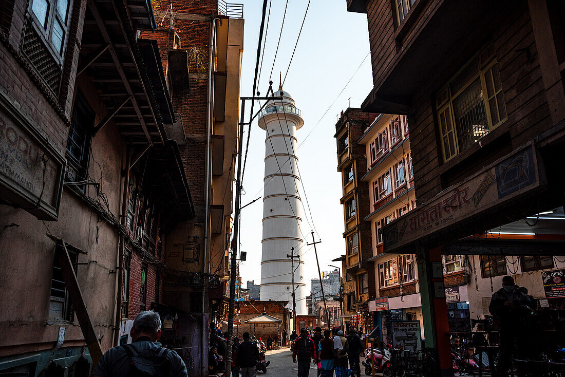 Der Bhimsen-Turm (Dharahara-Tempel), Bezirk Thamel, Altstadt, Kathmandu-Stadt, Nepal, Asien