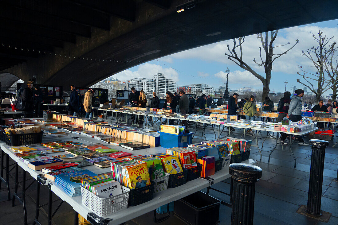 South Bank Buchmarkt entlang der Themse, London, England, Vereinigtes Königreich, Europa