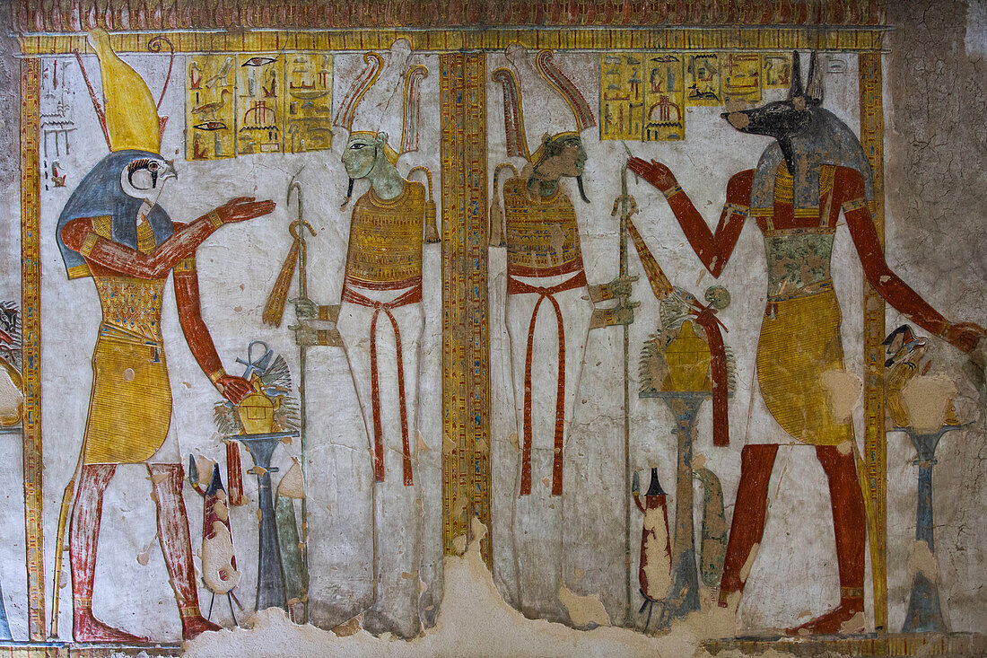 Reliefs, Tomb of Tausert and Setnakht, KV14, Valley of the Kings, Ancient Thebes, UNESCO World Heritage Site, Luxor, Egypt, North Africa, Africa