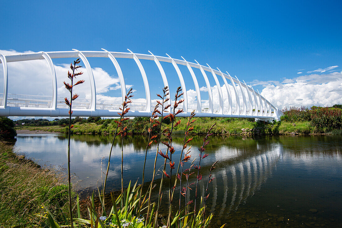 Unique architecture of Te Rewa Rewa Bridge in New Plymouth, North Island, New Zealand, Pacific