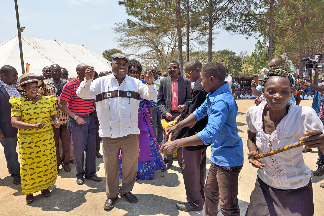 Präsident Banda bei der Ankunft zur Pa Ng'wena-Zeremonie, Kasama, Sambia, Afrika