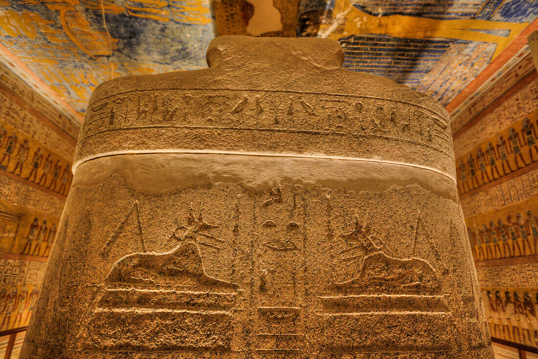 Sarcophagus, Burial Chamber, Tomb of Rameses IV, KV2, Valley of the Kings, Ancient Thebes, UNESCO World Heritage Site, Luxor, Egypt, North Africa, Africa