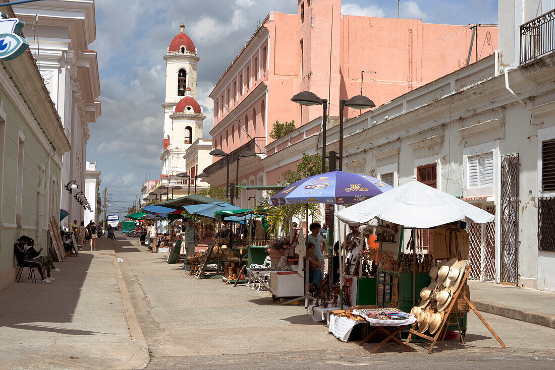 Pedestrian street and market, Cienfuegos, Cuba, West Indies, Caribbean, Central America