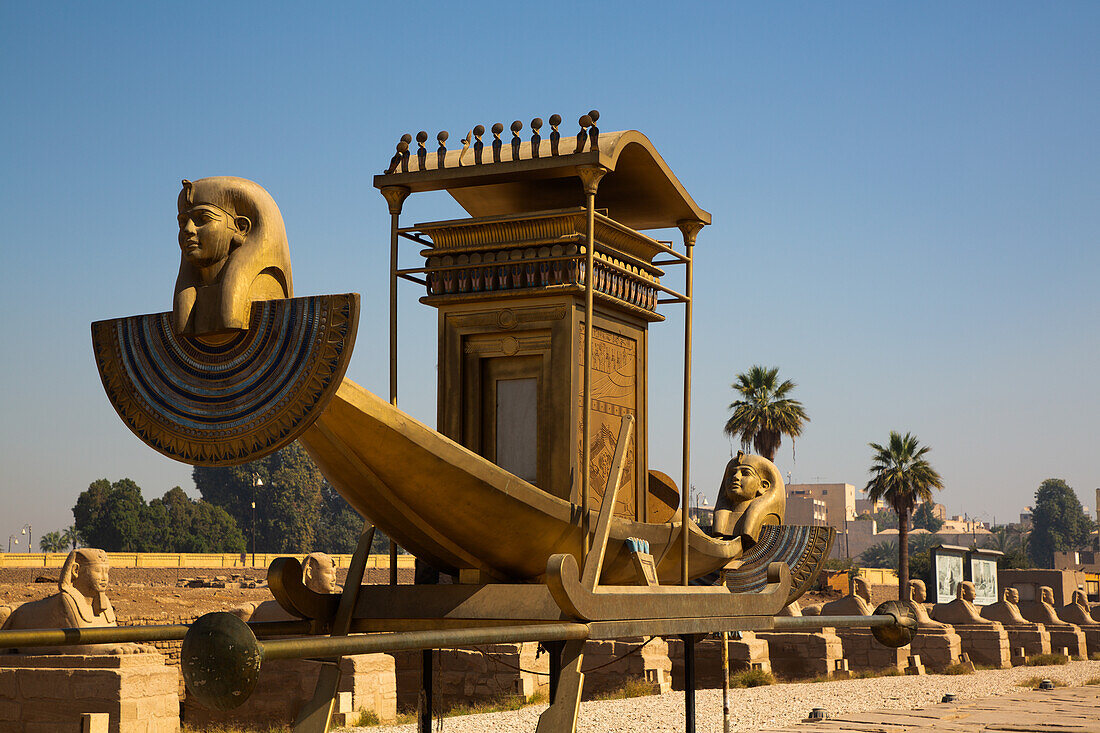 Pharaoh's Boat, Avenue of Sphinxes, UNESCO World Heritage Site, Luxor, Egypt, North Africa, Africa