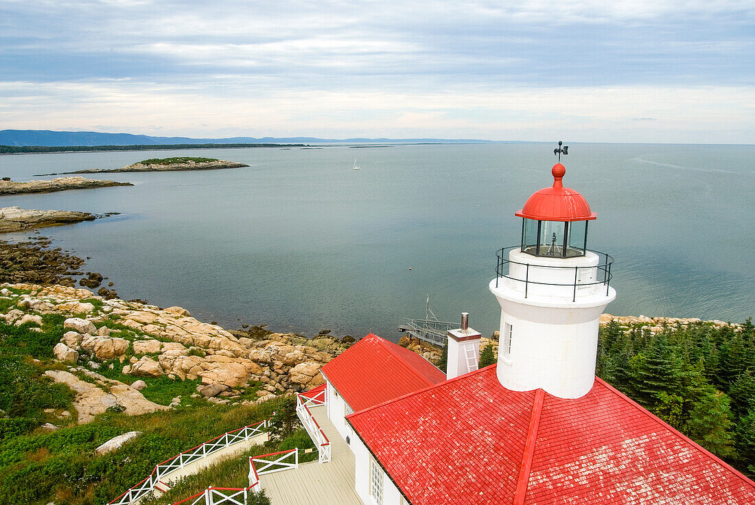 Lighthouse on Pot a l'Eau-de-Vie islands, Quebec province, Canada, North America