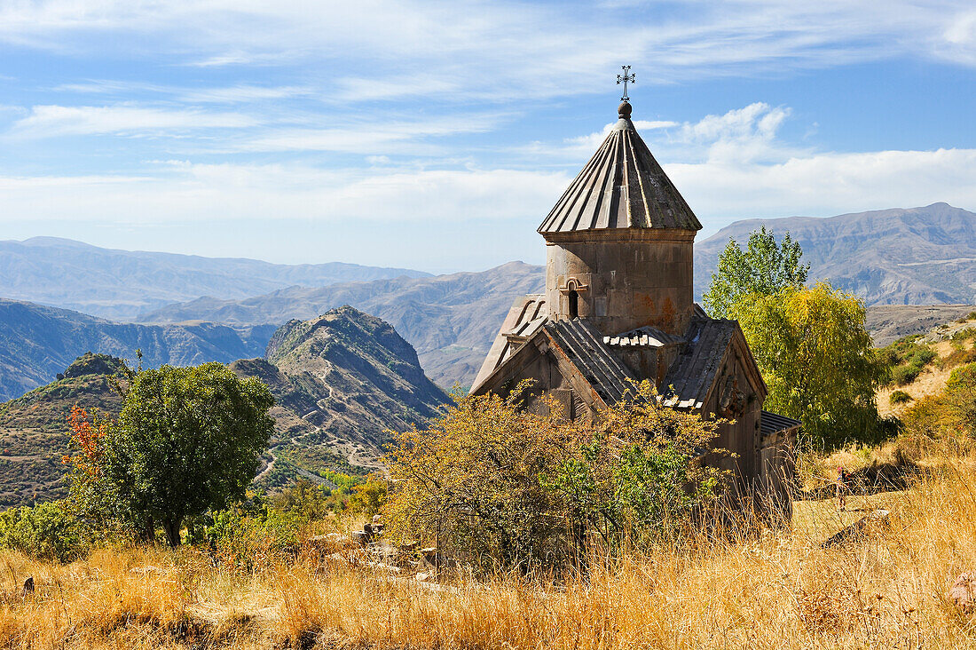 Renovated Karapet church, 11th century, Tsakhats Kar Monastery, near Yeghegnadzor, Vayots Dzor province, Armenia, Eurasia