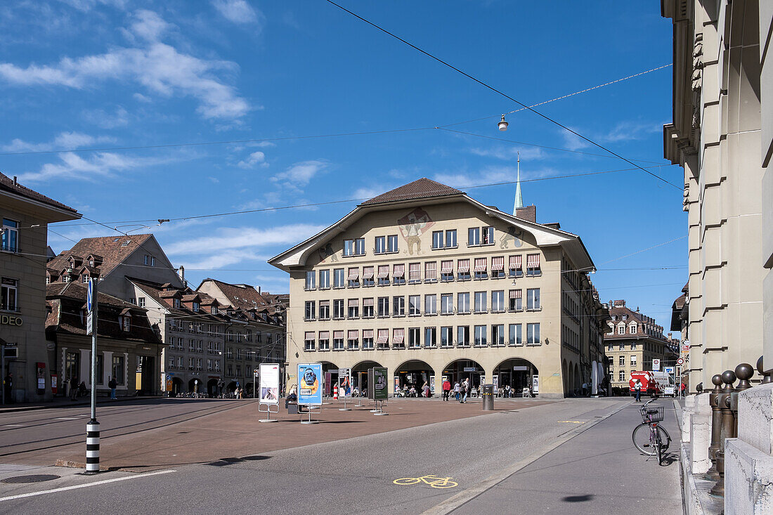 View of the Casinoplatz, a square in the medieval city center, Old City, UNESCO World Heritage Site, Bern, Switzerland, Europe