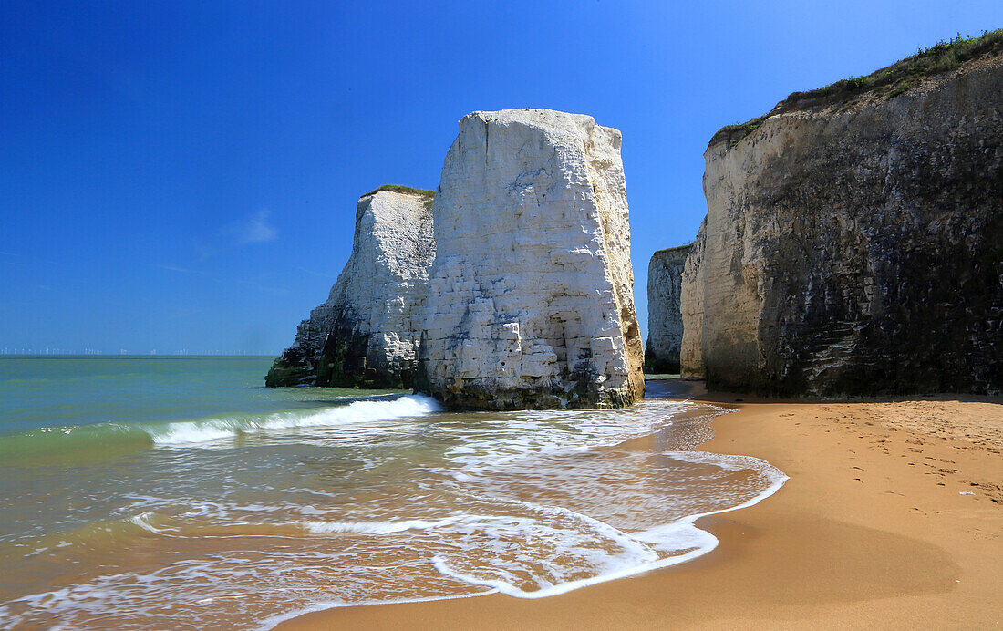 Chalk stacks and cliffs, Botany Bay, near Margate, Kent, England, United Kingdom, Europe