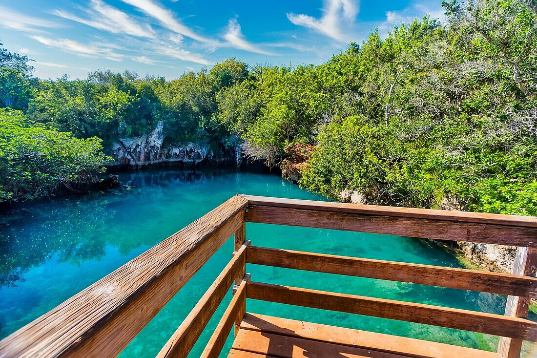 Das Blue Hole, ein beliebtes Ziel zum Schwimmen, Höhlenwandern und Klippenspringen, Blue Hole Park, Hamilton Parish, Bermuda, Atlantik, Nordamerika