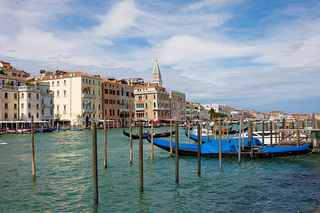 Blick über den Canal Grande von der Punta della Dogana auf den Palazzo Ducale und den Markusplatz, Venedig, UNESCO-Weltkulturerbe, Venetien, Italien, Europa