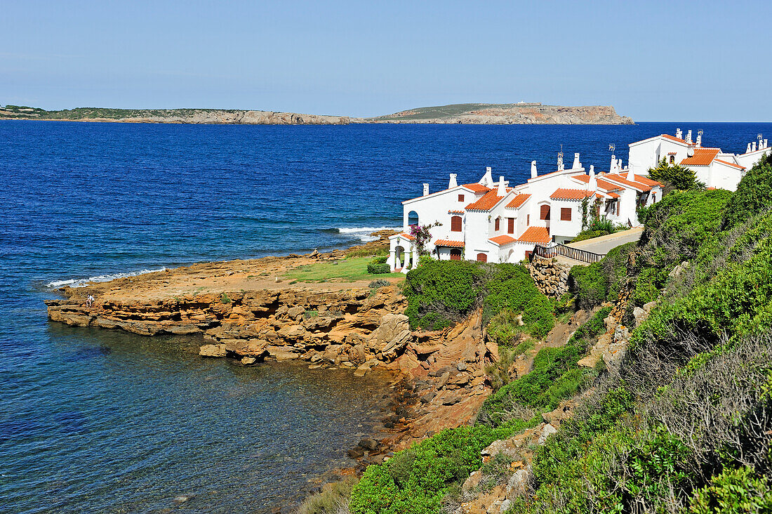 Holiday villas at Platges de Fornells, seaside resort, Menorca, Balearic Islands, Spain, Mediterranean, Europe