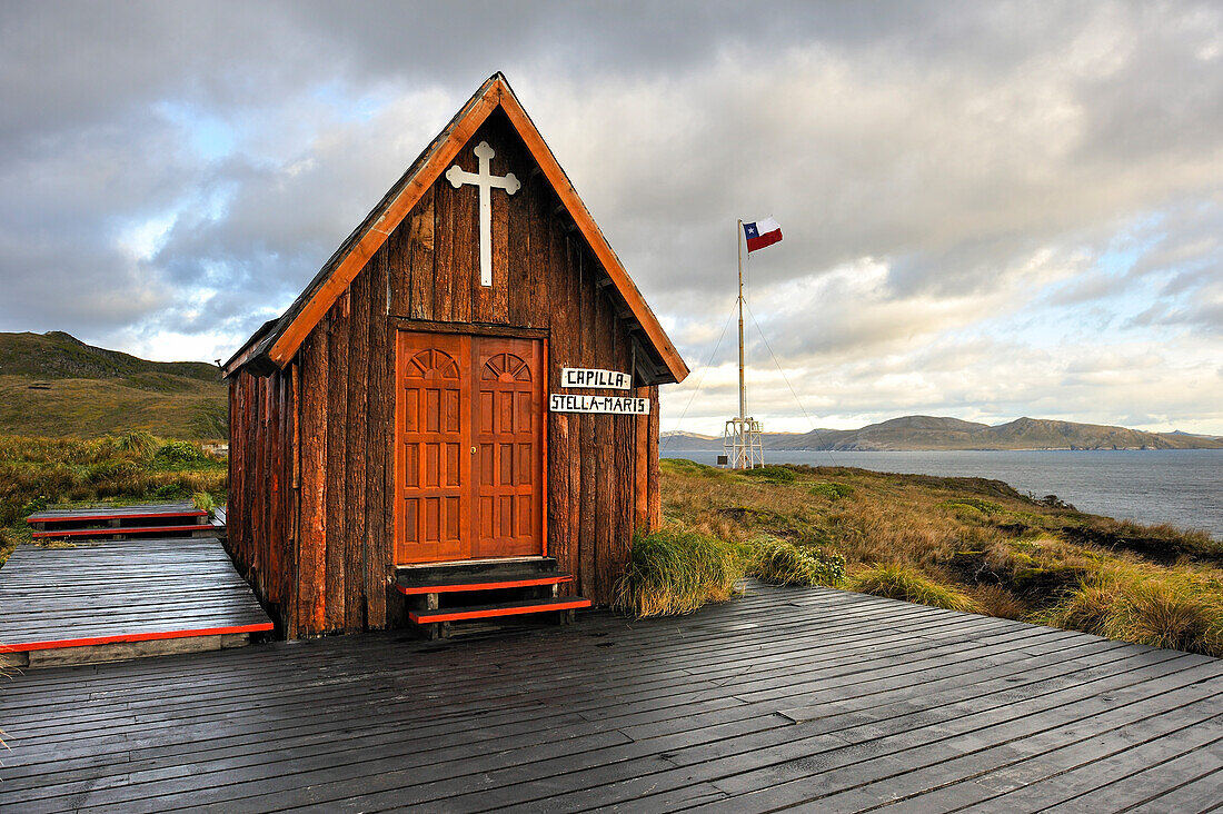 Kapelle der Insel Horn, Tierra del Fuego, Patagonien, Chile, Südamerika